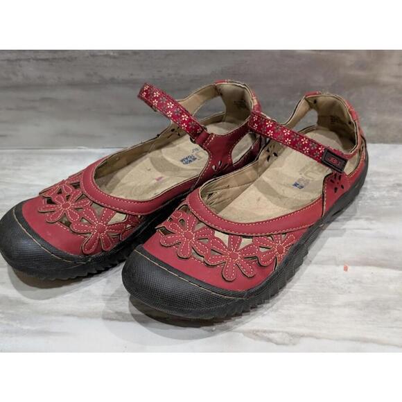 Shoes - JBU by Jambu Women's Red Floral Mary Jane Sandals Sz 7